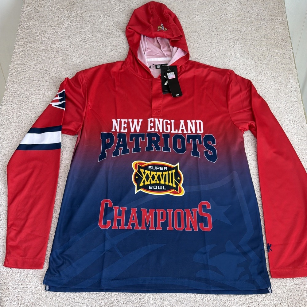 NEW XL NFL Forever‎ Collectibles New England Patriots Super Bowl 2004 Hoodie Tee